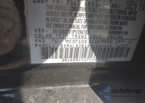 2023 Nissan Sentra Sv Xtronic Cvt from USA, damaged, VIN 3N1AB8CV1PY284763